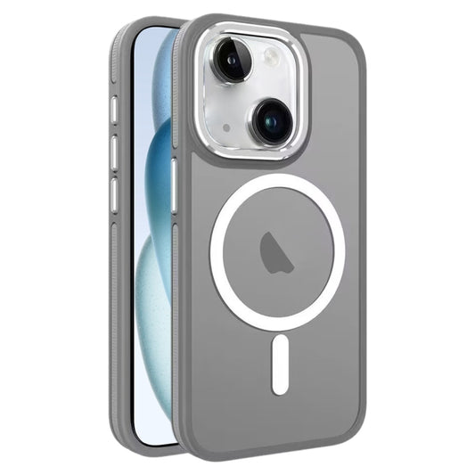 For iPhone 15 Plus Two-color Frosted MagSafe Magnetic Phone Case(Grey) - iPhone 15 Plus Cases by buy2fix | Online Shopping UK | buy2fix