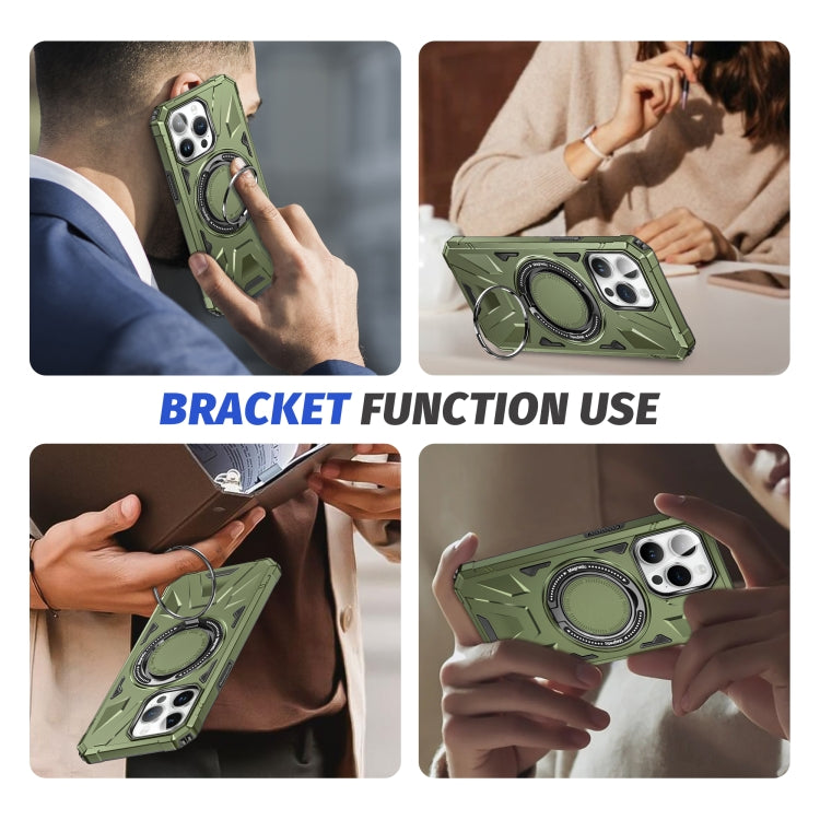 For iPhone 13 Pro Max MagSafe Magnetic Shockproof Phone Case with Ring Holder(Dark Green) - iPhone 13 Pro Max Cases by buy2fix | Online Shopping UK | buy2fix
