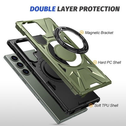 For Samsung Galaxy S23+ 5G MagSafe Magnetic Shockproof Phone Case with Ring Holder(Dark Green) - Galaxy S23+ 5G Cases by buy2fix | Online Shopping UK | buy2fix