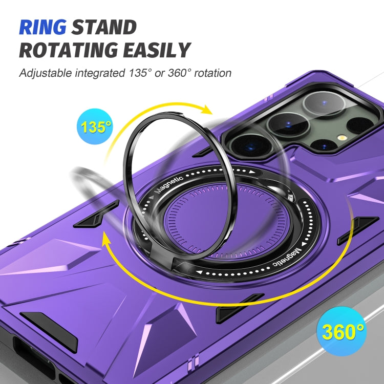 For Samsung Galaxy S24 Ultra 5G MagSafe Magnetic Shockproof Phone Case with Ring Holder(Purple) - Galaxy S24 Ultra 5G Cases by buy2fix | Online Shopping UK | buy2fix