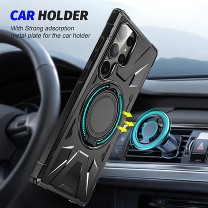 For Samsung Galaxy S24+ 5G MagSafe Magnetic Shockproof Phone Case with Ring Holder(Black) - Galaxy S24+ 5G Cases by buy2fix | Online Shopping UK | buy2fix