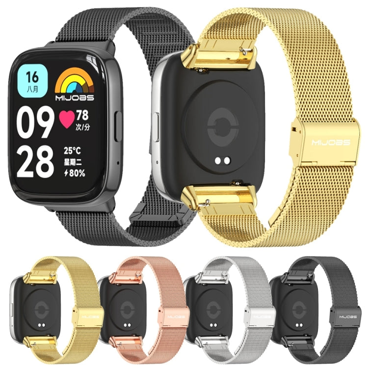 For Redmi Watch 3 Lite / Watch 3 Active Mijobs Milan Buckle Metal Watch Band(Rose Gold) - Watch Bands by MIJOBS | Online Shopping UK | buy2fix