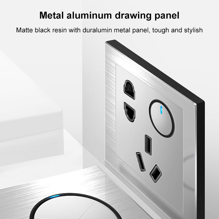 86mm Gray Aluminum Wire Drawing LED Switch Panel, Style:One Open Dual Control - Consumer Electronics by buy2fix | Online Shopping UK | buy2fix