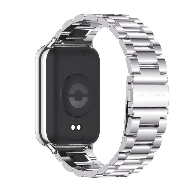 For Xiaomi Smart Band 9 Pro / 8 Pro Mijobs Three Beads Stainless Steel Watch Band(Silver) - Watch Bands by MIJOBS | Online Shopping UK | buy2fix