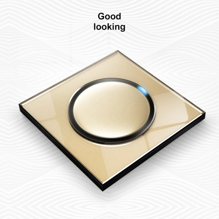 86mm Round LED Tempered Glass Switch Panel, Gold Round Glass, Style:One Billing Control - Switch by buy2fix | Online Shopping UK | buy2fix