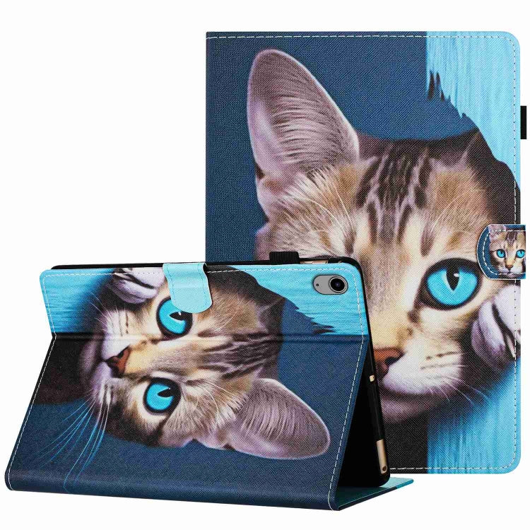 For iPad 2025 / 2022 Painted Pattern Stitching Smart Leather Tablet Case(Blue Cat) - iPad 2025 / 2022 Cases by buy2fix | Online Shopping UK | buy2fix