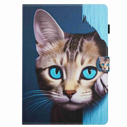 For iPad 2025 / 2022 Painted Pattern Stitching Smart Leather Tablet Case(Blue Cat) - iPad 2025 / 2022 Cases by buy2fix | Online Shopping UK | buy2fix