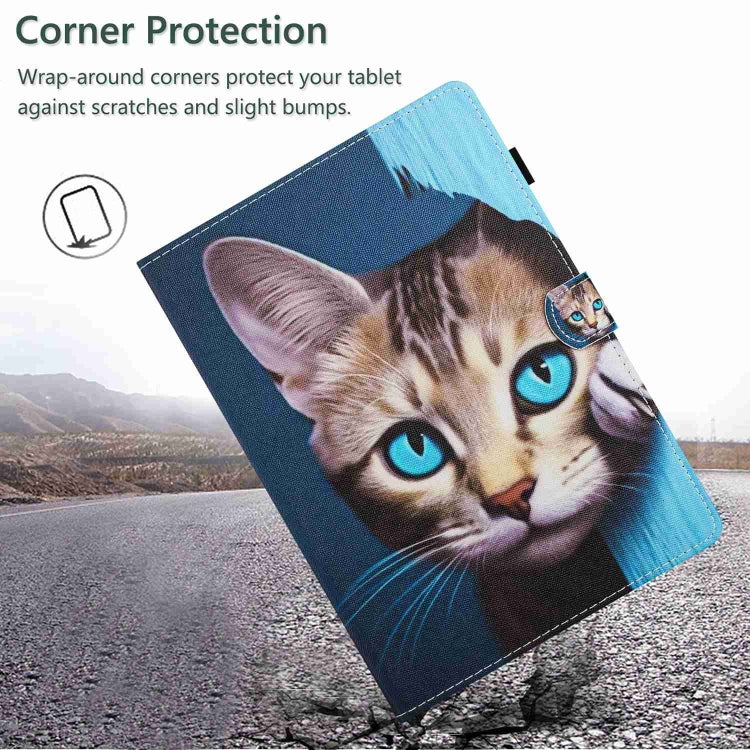 For iPad 2025 / 2022 Painted Pattern Stitching Smart Leather Tablet Case(Blue Cat) - iPad 2025 / 2022 Cases by buy2fix | Online Shopping UK | buy2fix