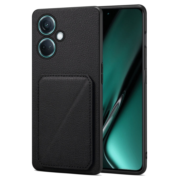 For OnePlus Nord CE 3 5G / OPPO K11 Denior Imitation Calf Leather Back Phone Case with Holder(Black) - OnePlus Cases by Denior | Online Shopping UK | buy2fix