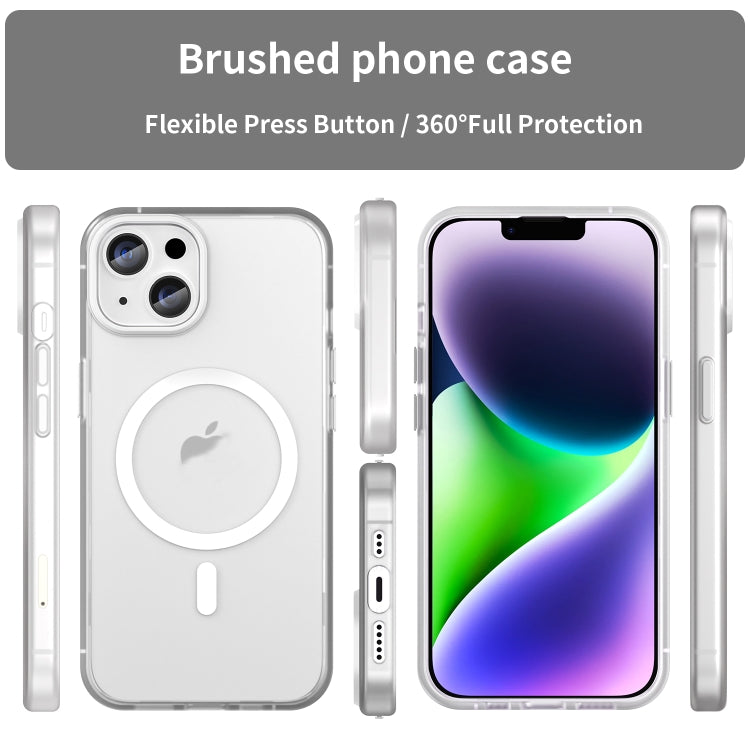 For iPhone 14 MagSafe Frosted Translucent TPU + PC Full Coverage Phone Case(White) - iPhone 14 Cases by buy2fix | Online Shopping UK | buy2fix