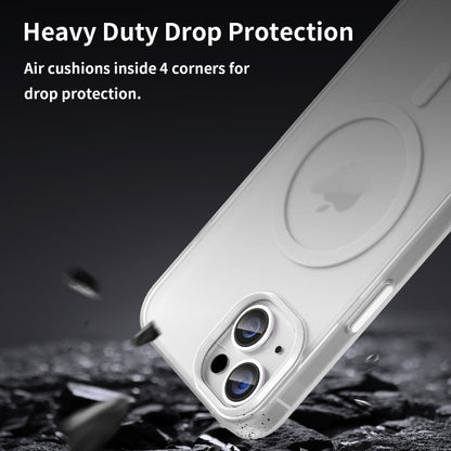 For iPhone 14 MagSafe Frosted Translucent TPU + PC Full Coverage Phone Case(White) - iPhone 14 Cases by buy2fix | Online Shopping UK | buy2fix