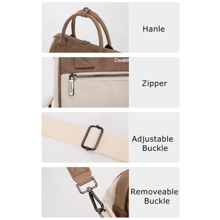 Cwatcun D112 Contrast Canvas Camera Bag One-shoulder Cross-body Tote Bag, Size:24.5 x 30 x 15.5cm(Brown) - Strap Satchel by Cwatcun | Online Shopping UK | buy2fix