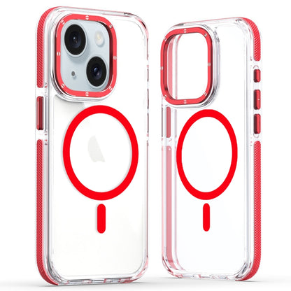 For iPhone 13 Dual-Color Clear Acrylic Hybrid TPU MagSafe Phone Case(Red) - iPhone 13 Cases by buy2fix | Online Shopping UK | buy2fix