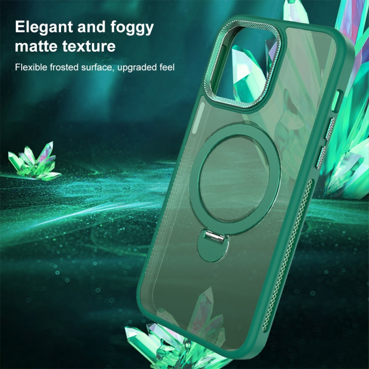 For iPhone 15 Plus MagSafe Magnetic Holder Breathable Phone Case(Green) - iPhone 15 Plus Cases by buy2fix | Online Shopping UK | buy2fix