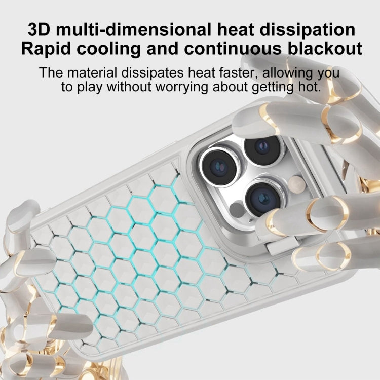 For iPhone 15 Honeycomb Radiating Lens Holder Magsafe Phone Case(Blue) - iPhone 15 Cases by buy2fix | Online Shopping UK | buy2fix