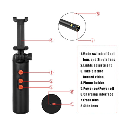 F280 1080P IP68 Waterproof Dual Camera WiFi Digital Endoscope, Length:10m Hard Cable(Black) - Consumer Electronics by buy2fix | Online Shopping UK | buy2fix