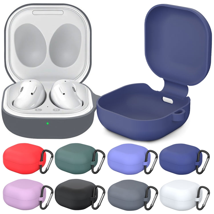 For New Samsung Galaxy Buds Live/Pro Solid Color Anti-fall Earphone Protective Case with Hook(Lake Blue) - Samsung Earphone Case by buy2fix | Online Shopping UK | buy2fix