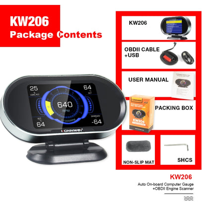 KONNWEI KW206 2 in 1 OBDII / EOBD12V Car Fault Scanner + 3.5 inch LCD Monitor - In Car by KONNWEI | Online Shopping UK | buy2fix