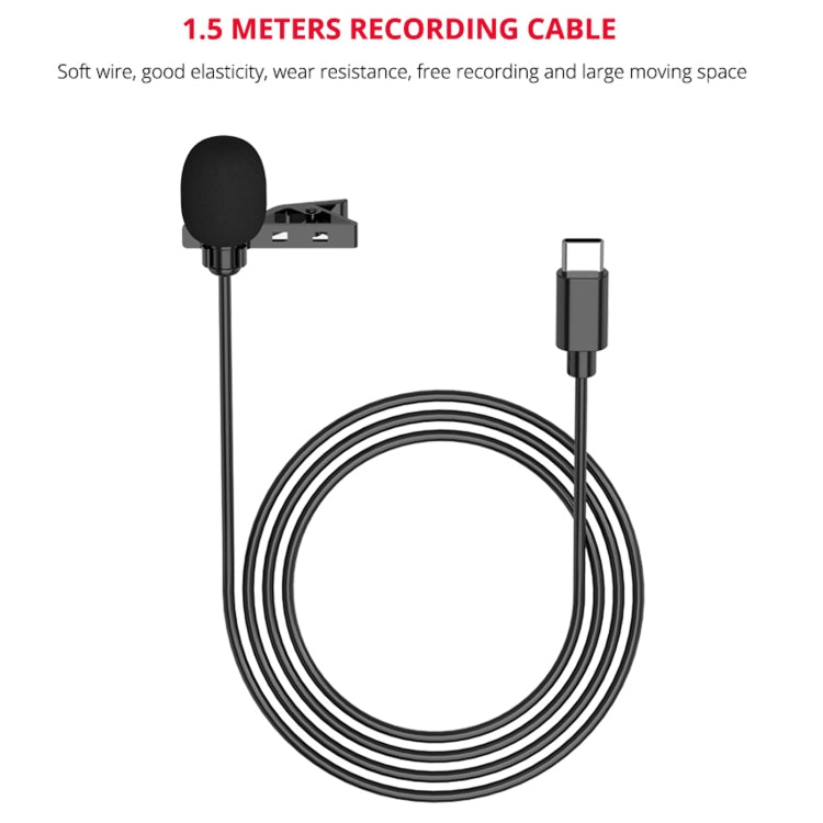 YELANGU MY2-C Type-C Interface Live Broadcast Interview Mobile Phone Single Clip Lavalier Microphone, Length: 1.5m - Consumer Electronics by YELANGU | Online Shopping UK | buy2fix