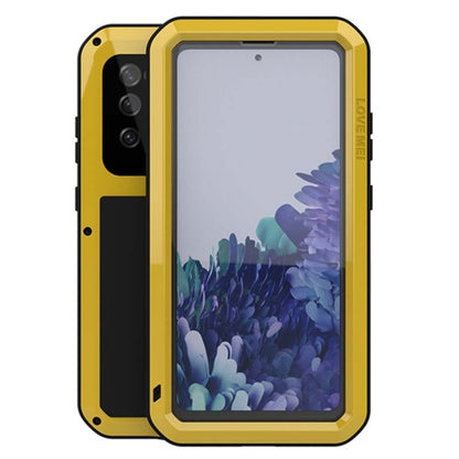 For Samsung Galaxy S20 FE LOVE MEI Metal Shockproof Waterproof Dustproof Protective Case with Glass(Yellow) - Galaxy S20 FE Cases by NILLKIN | Online Shopping UK | buy2fix