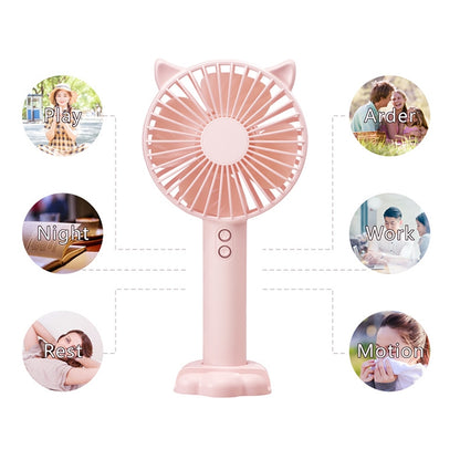 N10 Multi-function Handheld Desktop Holder Electric Fan, with 3 Speed Control (Pink) - Consumer Electronics by buy2fix | Online Shopping UK | buy2fix