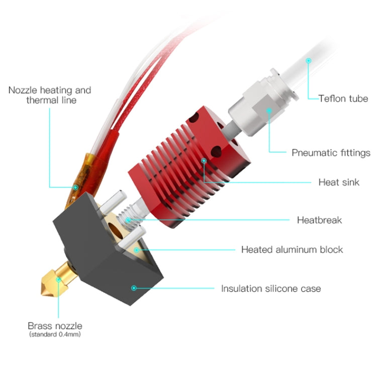 Creality 24V 40W Extruder Nozzle Hot End Kit with Temperature Thermistor & Heating Tube for Ender-3 3D Printer - Consumer Electronics by Creality | Online Shopping UK | buy2fix