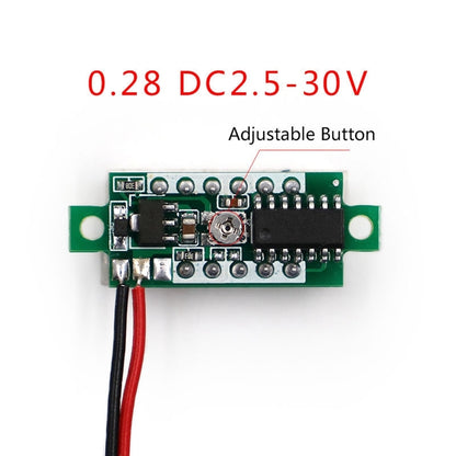 10 PCS 0.28 inch 2 Wires Adjustable Digital Voltage Meter, Color Light Display, Measure Voltage: DC 2.5-30V(Green) - Consumer Electronics by buy2fix | Online Shopping UK | buy2fix