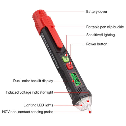 HABOTEST HT100P Non Contact 3 Phase Rotation Indicator AC LCD Display Detector Pen Tester - Digital Multimeter by HABOTEST | Online Shopping UK | buy2fix