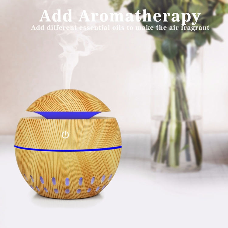 Wood Grain USB Hollowed-out Humidifier Seven Color Aromatherapy Lamp Automatic Alcohol Sprayer with Remote Control(White-2) - Home & Garden by buy2fix | Online Shopping UK | buy2fix