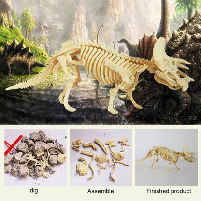 Assembled Triceratops Skeleton Archaeological Excavation Toys Simulation Fossil Model Manual Toys - DIY Developmental Toys by buy2fix | Online Shopping UK | buy2fix