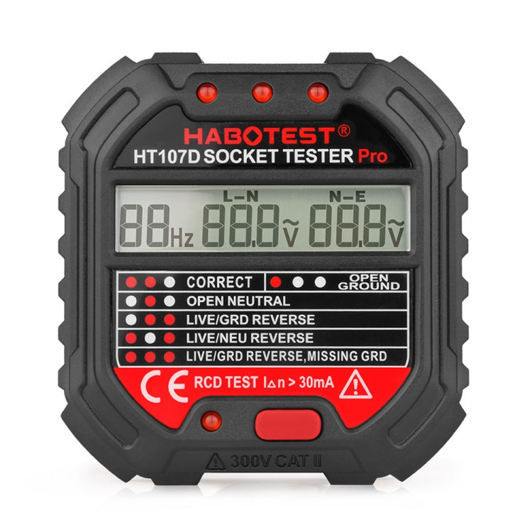 HABOTEST HT107D Multifunctional Digital Display Socket Tester (UK Plug) - Current & Voltage Tester by HABOTEST | Online Shopping UK | buy2fix