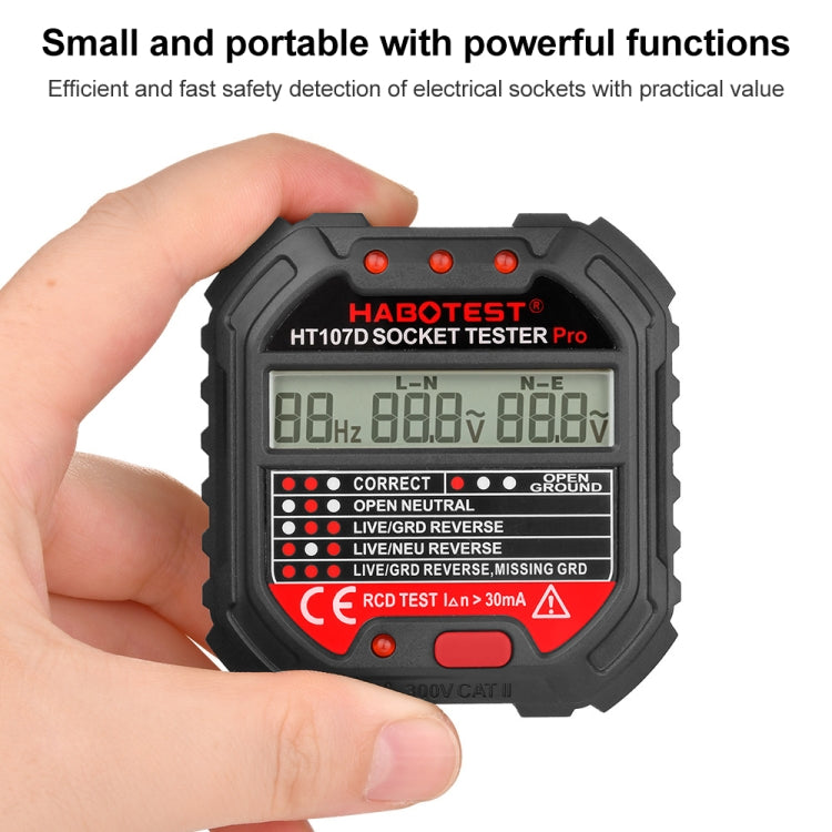 HABOTEST HT107D Multifunctional Digital Display Socket Tester (UK Plug) - Current & Voltage Tester by HABOTEST | Online Shopping UK | buy2fix