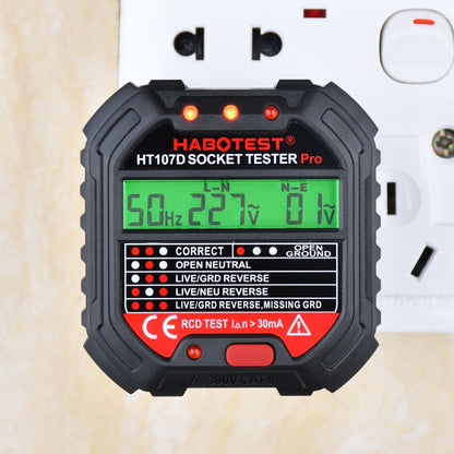 HABOTEST HT107D Multifunctional Digital Display Socket Tester (US Plug) - Current & Voltage Tester by HABOTEST | Online Shopping UK | buy2fix