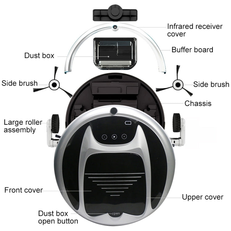 FD-3RSW(IB)CS 800Pa Suction Smart Household Vacuum Cleaner Clean Robot with Remote Control - Consumer Electronics by buy2fix | Online Shopping UK | buy2fix