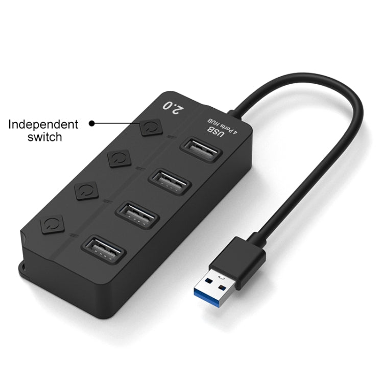 Onten 5301 USB 3.0 Male to 4 USB 2.0 Female Splitter Extender with Independent Switch - USB 2.0 HUB by Onten | Online Shopping UK | buy2fix