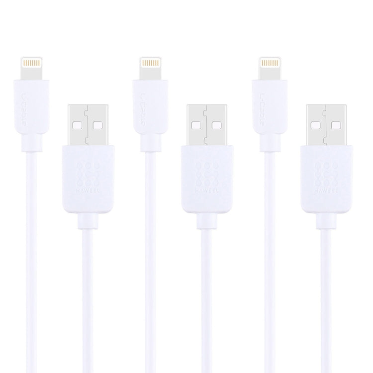 3 PCS HAWEEL 1m High Speed 8 pin to USB Sync and Charging Cable Kit for iPhone, iPad(White) - Normal Style Cable by buy2fix | Online Shopping UK | buy2fix