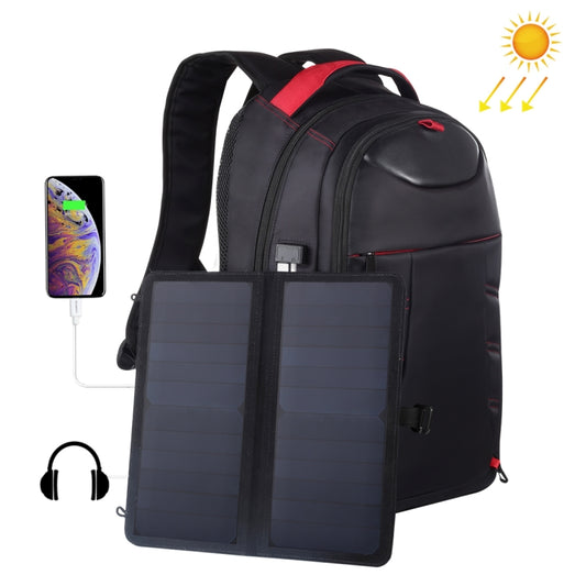 HAWEEL 14W Foldable Removable Solar Power Outdoor Portable Dual Shoulders Laptop Backpack, USB Output: 5V 2.1A Max(Black) -  by HAWEEL | Online Shopping UK | buy2fix