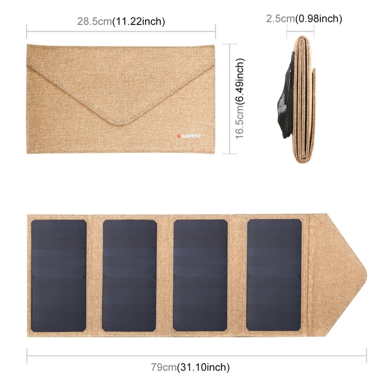 HAWEEL 28W Foldable Solar Panel Charger with 5V 2.9A Max Dual USB Ports(Yellow) - Charger by HAWEEL | Online Shopping UK | buy2fix