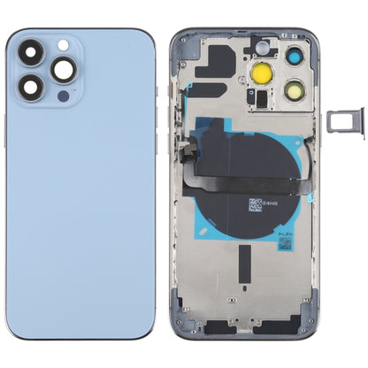 For iPhone 13 Pro Max Battery Back Cover with Side Keys & Card Tray & Power + Volume Flex Cable & Wireless Charging Module(Blue) - Repair & Spare Parts by buy2fix | Online Shopping UK | buy2fix