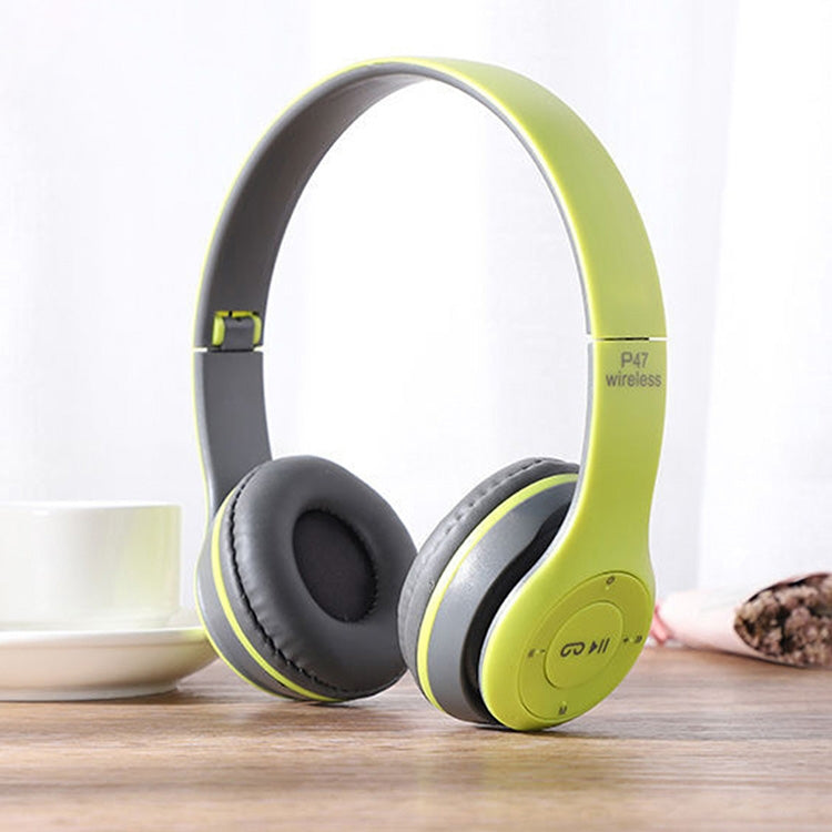 P47 Foldable Wireless Bluetooth Headphone with 3.5mm Audio Jack, Support MP3 / FM / Call (Green) - Headset & Headphone by buy2fix | Online Shopping UK | buy2fix