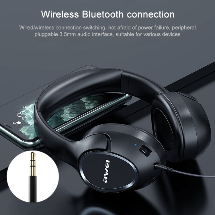 AWEI A770BL Bluetooth 5.0 Stereo Wireless Bluetooth Headset(Black) - Headset & Headphone by awei | Online Shopping UK | buy2fix