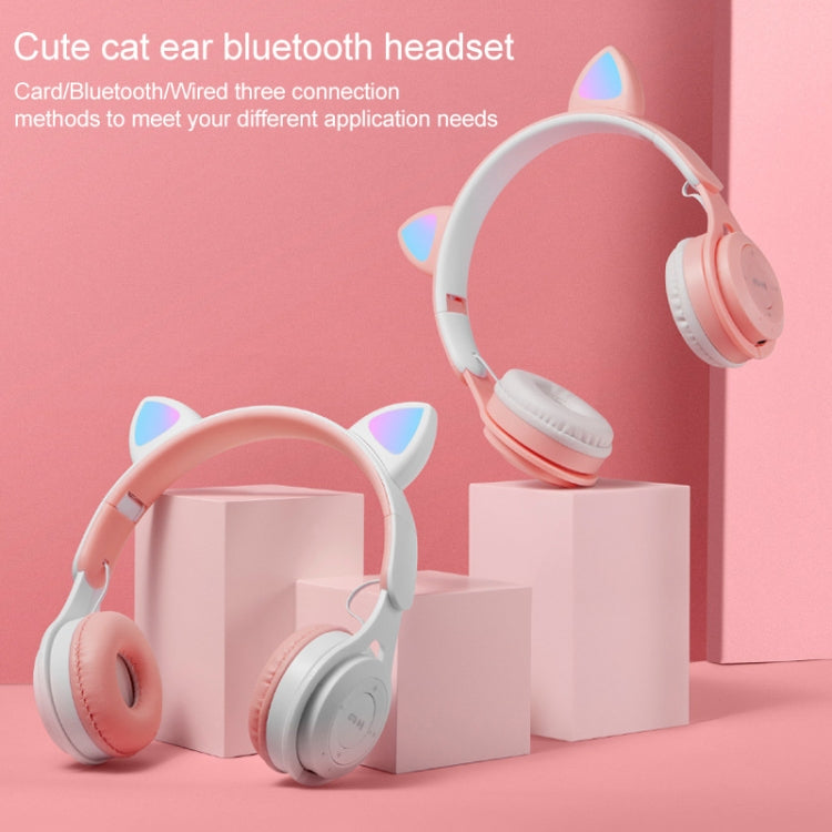 M6 Luminous Cat Ears Two-color Foldable Bluetooth Headset with 3.5mm Jack & TF Card Slot(Pink) - Headset & Headphone by buy2fix | Online Shopping UK | buy2fix