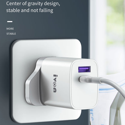 IVON AD52 18W USB-C / Type-C + USB Dual Port PD Fast Charge(UK Plug) - Apple Accessories by IVON | Online Shopping UK | buy2fix