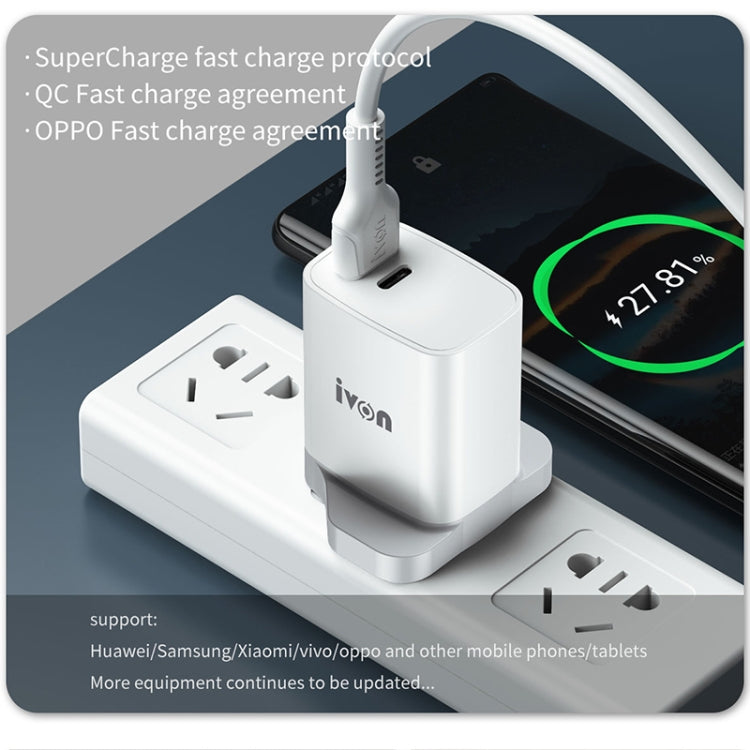IVON AD52 18W USB-C / Type-C + USB Dual Port PD Fast Charge(EU Plug) - Apple Accessories by IVON | Online Shopping UK | buy2fix