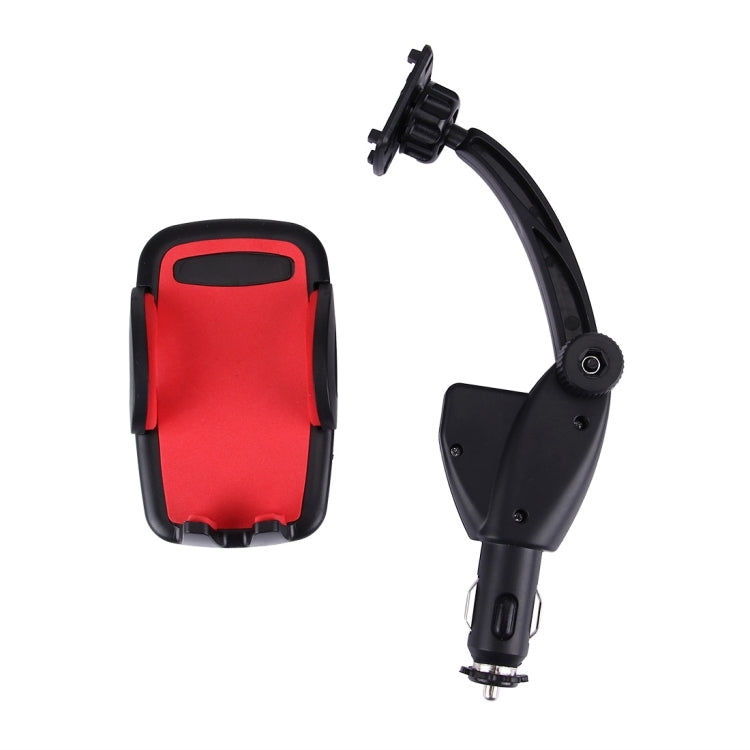 HC006 2 in 1 Car Charger & 360 Rotation Holder, For iPhone, Galaxy, Huawei, Xiaomi, LG, HTC and other Smartphones of width 47-92mm Smartphone(Red) - Car Holders by buy2fix | Online Shopping UK | buy2fix