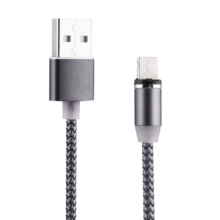 360 Degree Rotation 8 Pin to USB 2.0 Weave Style Magnetic Charging Cable with LED Indicator, Cable Length: 1m(Grey) - Charging Cable & Head by buy2fix | Online Shopping UK | buy2fix