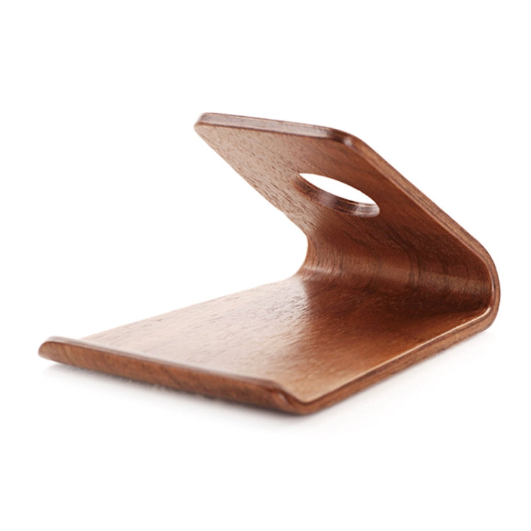 JS01 Wooden Desktop Phone Holder Universal Curved Wood Support Frame For Tablet Phones (Walnut) - Desktop Holder by buy2fix | Online Shopping UK | buy2fix