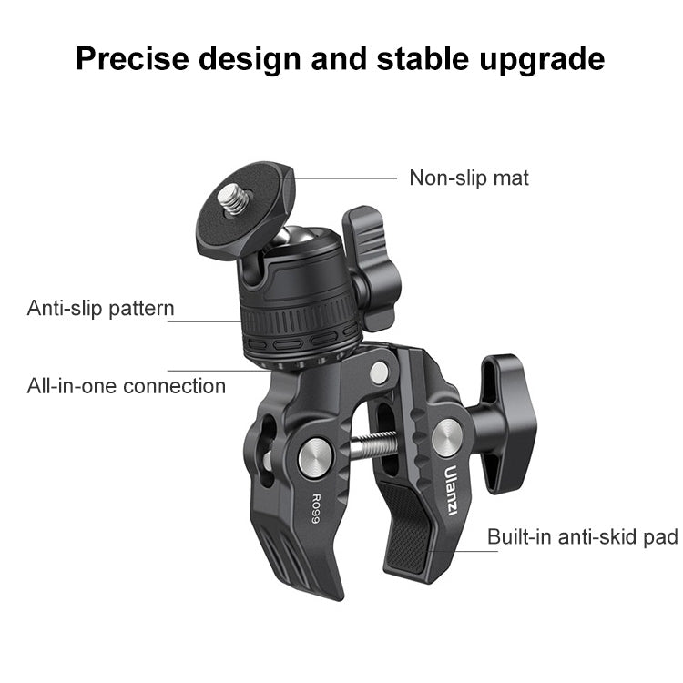 Ulanzi R099 Camera Super Clamp Magic Arm with 360 Degree Adjustable Mini Ball Head - Camera Accessories by Ulanzi | Online Shopping UK | buy2fix