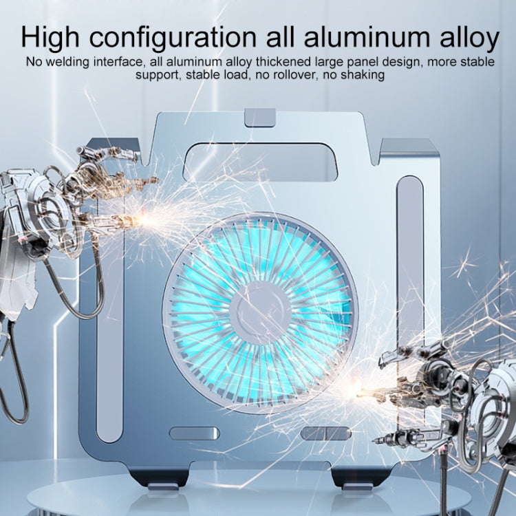 R-JUST HZ25 3.5W Aluminum Alloy Large Turbo Desktop Fan Cooling Laptop Stand(Silver) - MacBook Holder by R-JUST | Online Shopping UK | buy2fix