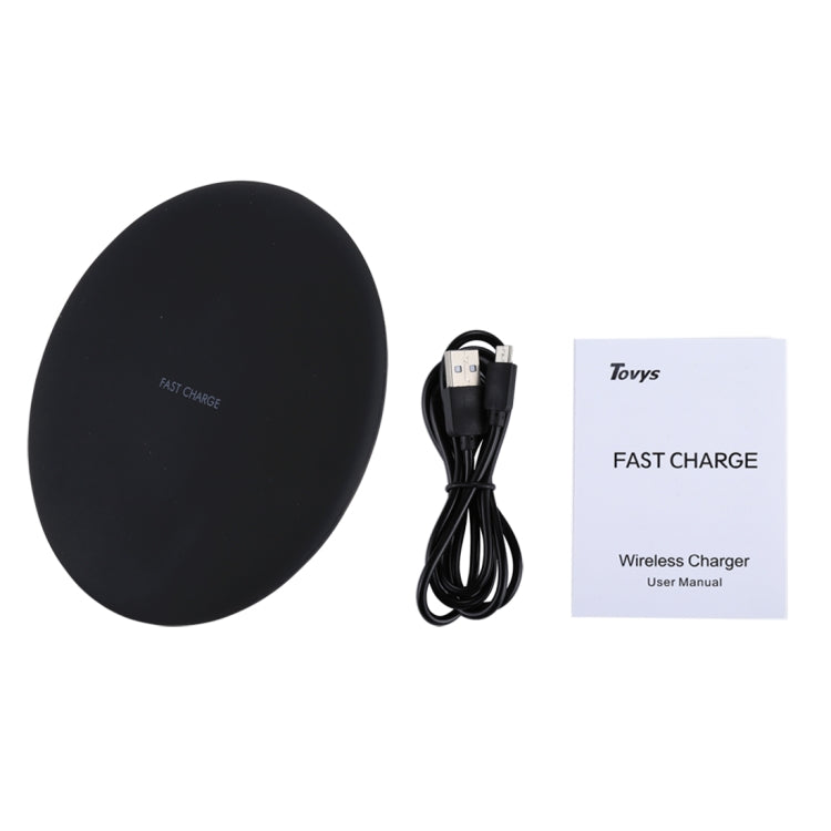 9V 1A / 5V 1A Universal Round Shape Qi Standard Fast Wireless Charger(Black) - Wireless Charger by buy2fix | Online Shopping UK | buy2fix